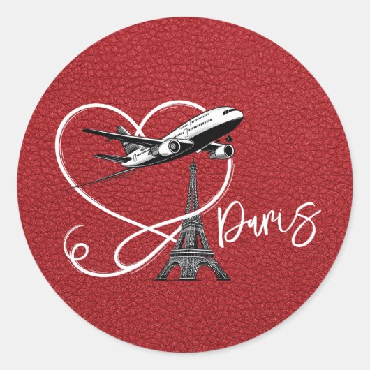 Red Paris Passport Runder Aufkleber (Vorderseite)