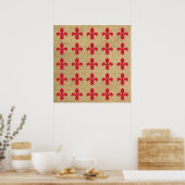 Red Parisian Moods Fleur de Lys Pattern Poster (Küche)