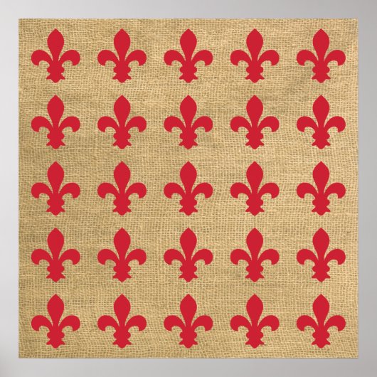Red Parisian Moods Fleur de Lys Pattern Poster (Vorne)