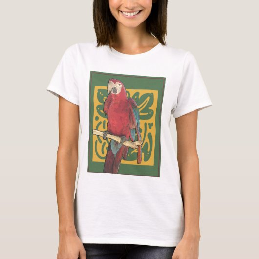 Red Parrot Art Nouveau T-Shirt (Vorderseite)