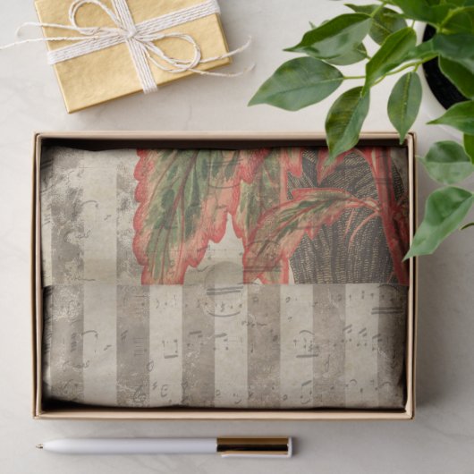 Red Parrot auf Tan Stripes Decoupage Seidenpapier (Geschenk)