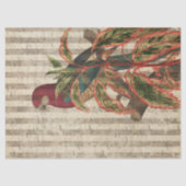 Red Parrot auf Tan Stripes Decoupage Seidenpapier (Vorderseite)