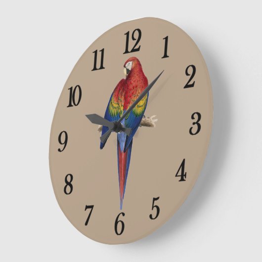 Red Parrot Große Wanduhr (Winkel)