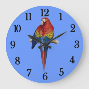 Red Parrot Große Wanduhr