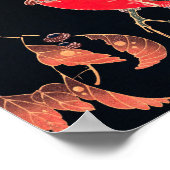 Red Parrot Vintag Bird Japanischer Holzblock Print Poster (Ecke)