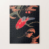 Red Parrot Vintag Bird Japanischer Holzblock Print Puzzle (Vertikal)