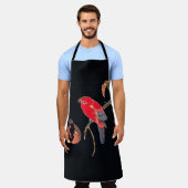 Red Parrot Vintag Bird Japanischer Holzblock Print Schürze (Getragen)