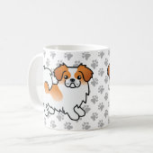 Red Parti Color Tibetan Spaniel Niedlicher Cartoon Kaffeetasse (Vorderseite Links)