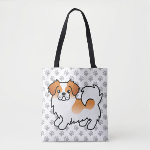 Red Parti Color Tibetan Spaniel Niedlicher Cartoon Tasche