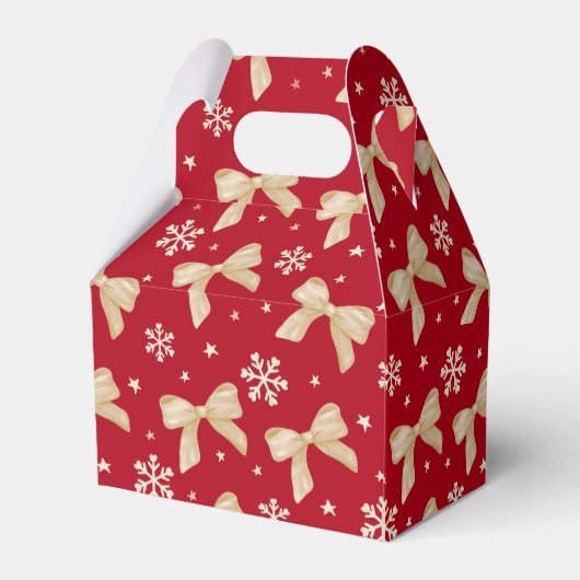 Red Party Favor Gable Box with Gold Bow Pattern  Geschenkschachtel (Rückseite)
