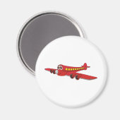 Red Passenger Jet Cartoon Magnet (Vorderseite/Rückseite)