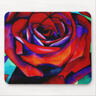 Red Passion Original rosa Watercolor Art Mousepad