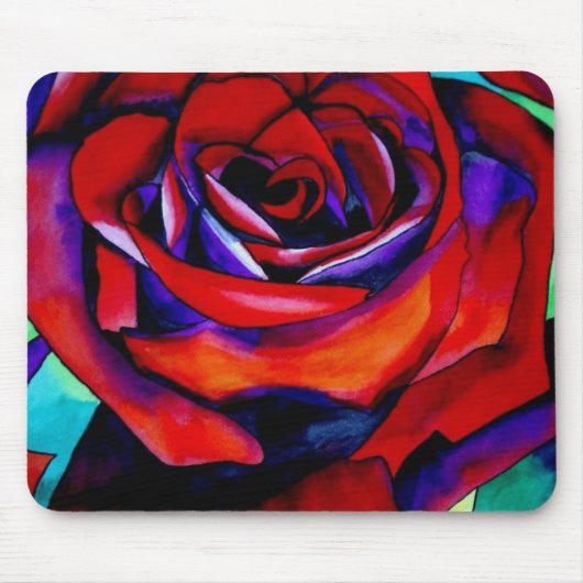 Red Passion Original rosa Watercolor Art Mousepad (Vorne)