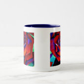 Red Passion Original rosa Watercolor Art Zweifarbige Tasse (Mittel)