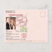 Red Passport Niedlicher Spaß Hochzeit Sichern Sie Ankündigungspostkarte (Rückseite)