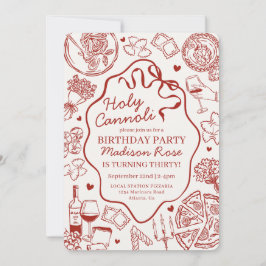 Red Pasta Party Holy Canolli Italian Birthday Einladung