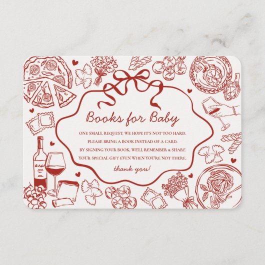 Red Pasta Special Delivery Italian Books for Baby Begleitkarte (Vorderseite)