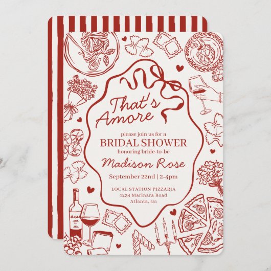 Red Pasta Thats Amore Italian Bridal Shower Einladung (Vorne/Hinten)