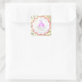 red pastel babyshower Adorable cute Celebration  Quadratischer Aufkleber (Tasche)