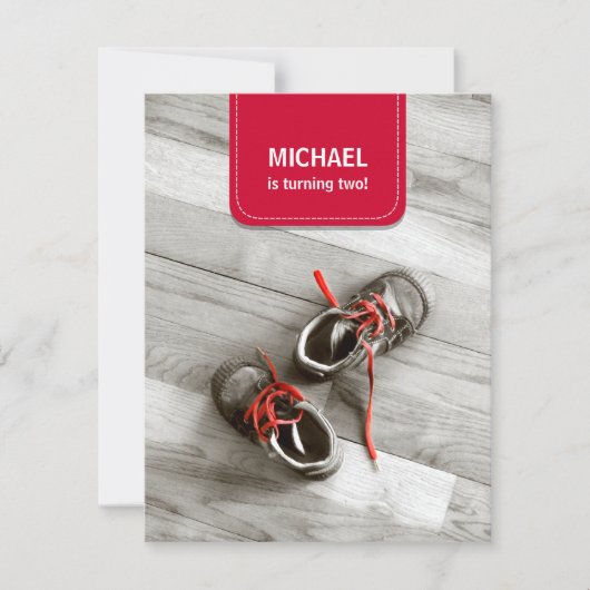 Red Patch Kids Shoes Birthday Party Einladung (Vorderseite)