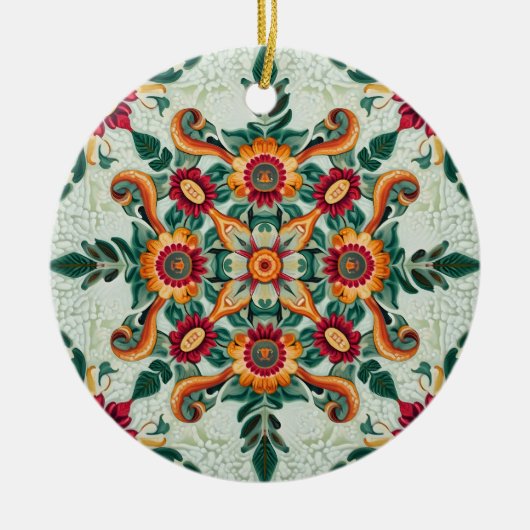 Red Patchwork Keramik Ornament (Vorne)