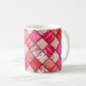 Red Patchwork Look Quilt Muster Kaffeetasse (VorderseiteRechts)