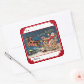 Red Patriotic American Santa Christmas Gift Label Quadratischer Aufkleber (Umschlag)