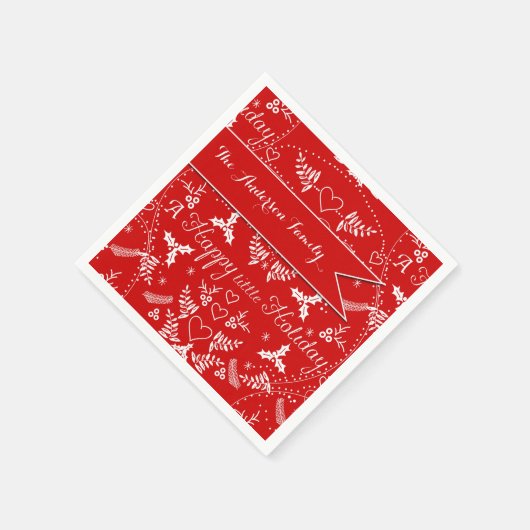 Red Pattern Weihnachten Serviette (Ecke)