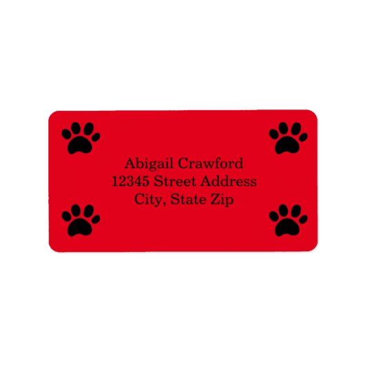 Red Paw Print - Adressetikett (Vorne)