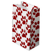 Red Paw Print Kleine Geschenktüte (Rückseite Schrägansicht)