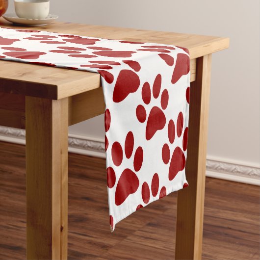 Red Paw Print Kurzer Tischläufer (Beispiel)