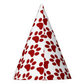 Red Paw Print Partyhütchen (Rückseite)