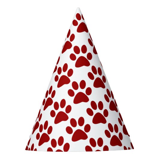 Red Paw Print Partyhütchen (Vorderseite)