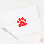 Red Paw Print Runder Aufkleber (Umschlag)