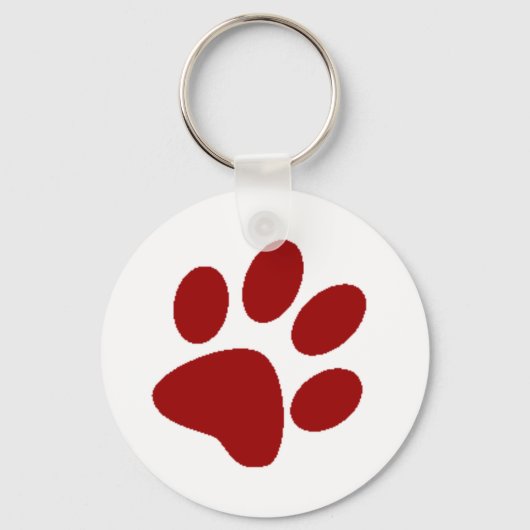 Red Paw Print Schlüsselanhänger (Vorderseite)