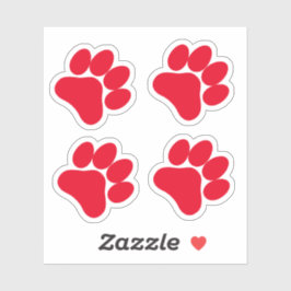 Red Paw Print - Set von 4 Paws Vinyl Stickers Aufkleber