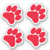 Red Paw Print - Set von 4 Paws Vinyl Stickers Aufkleber (Vorderseite)