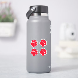 Red Paw Print - Set von 4 Paws Vinyl Stickers Aufkleber