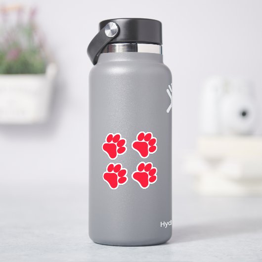 Red Paw Print - Set von 4 Paws Vinyl Stickers Aufkleber (HydroFlask)