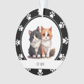 Red Paw Prints Cat Name Ornament (Vorderseite)