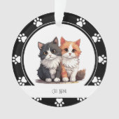 Red Paw Prints Cat Name Ornament (Vorderseite)