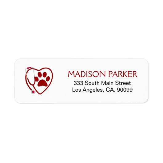 Red Paw Prints & Stethoscope Label (Vorne)