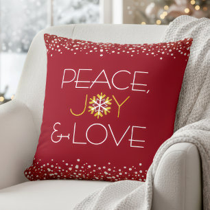 Red Peace Joy Liebe Holiday Snowflake Bold Modern Kissen