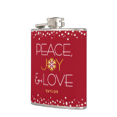 Red Peace Joy Liebe Weihnachten Fett Moderne Schne Flachmann (Links)