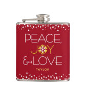 Red Peace Joy Liebe Weihnachten Fett Moderne Schne Flachmann (Vorderseite)
