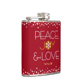 Red Peace Joy Liebe Weihnachten Fett Moderne Schne Flachmann (Rechts)