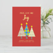 Red Peace Liebe Joliday Card Feiertagskarte (Stehend Vorderseite)