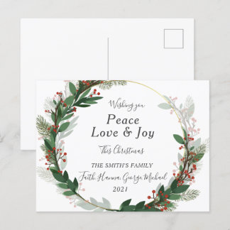 Red Peace Liebe Joy Family Frohe Weihnachtspostkar Postkarte