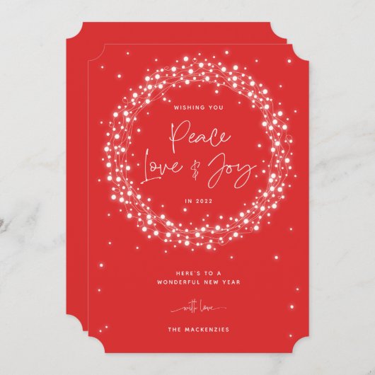 Red Peace Liebe+Joy Sparkling Lights Weihnachten (Vorne/Hinten)