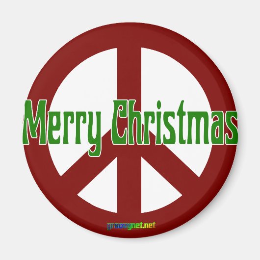 Red Peace Schild mit frohen Weihnachten Magnet (Vorne)